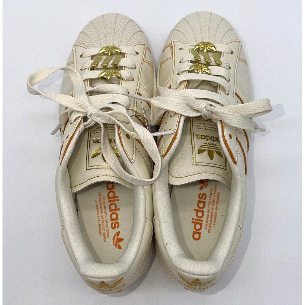 Adidas Women's Superstar II W Shoes JS1379 Size 8.5 Off White Gold Metallic NWT